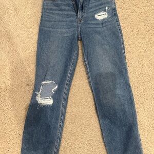Hollister straight leg high rise Distressed Blue Jeans